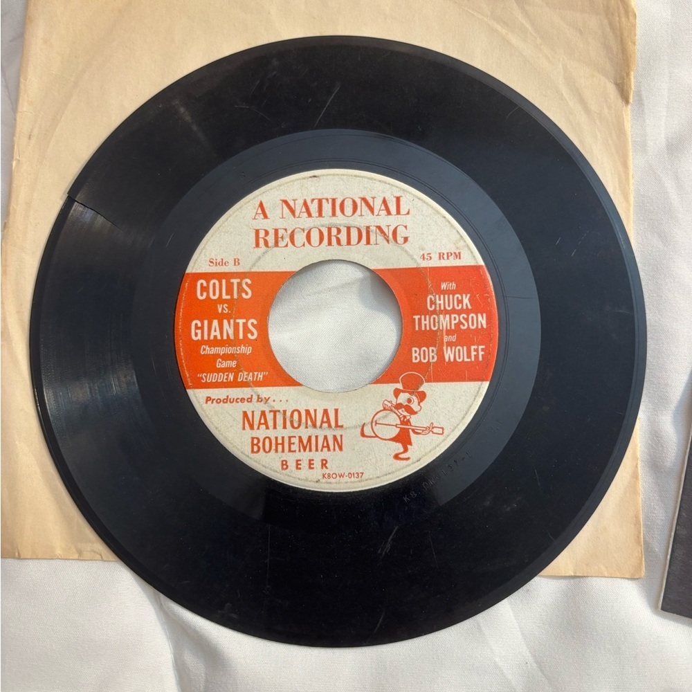 COLL 1958 Baltimore Colts vs. New York Giants 45 RPM Record NFL World Champions - Picture 3 of 4